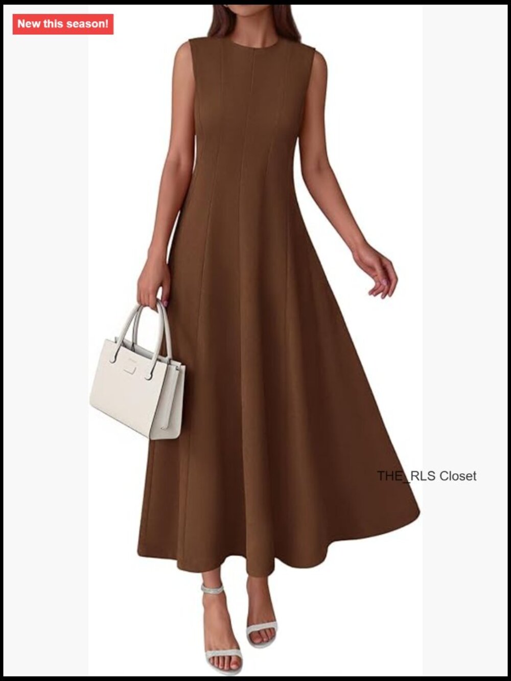 Sleeveless Crewneck Maxi Dress with Pockets Fit & Flare Modest